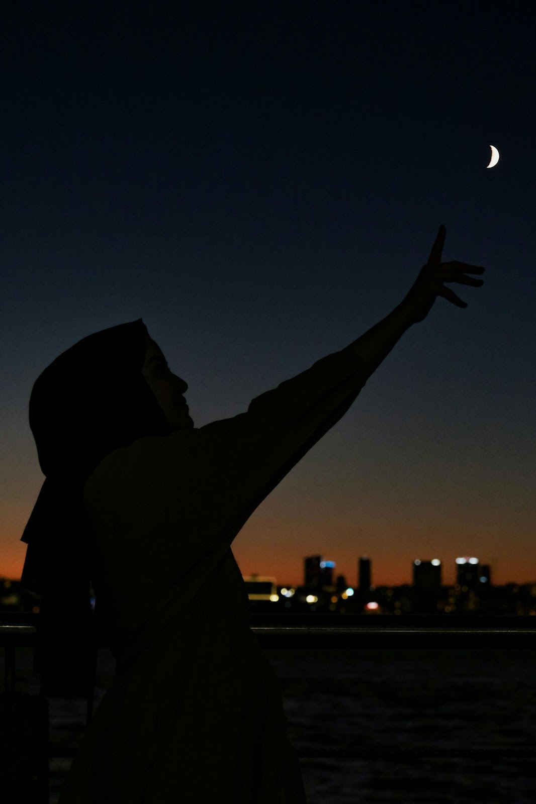 Romantic Lonely Girl and Moon
 