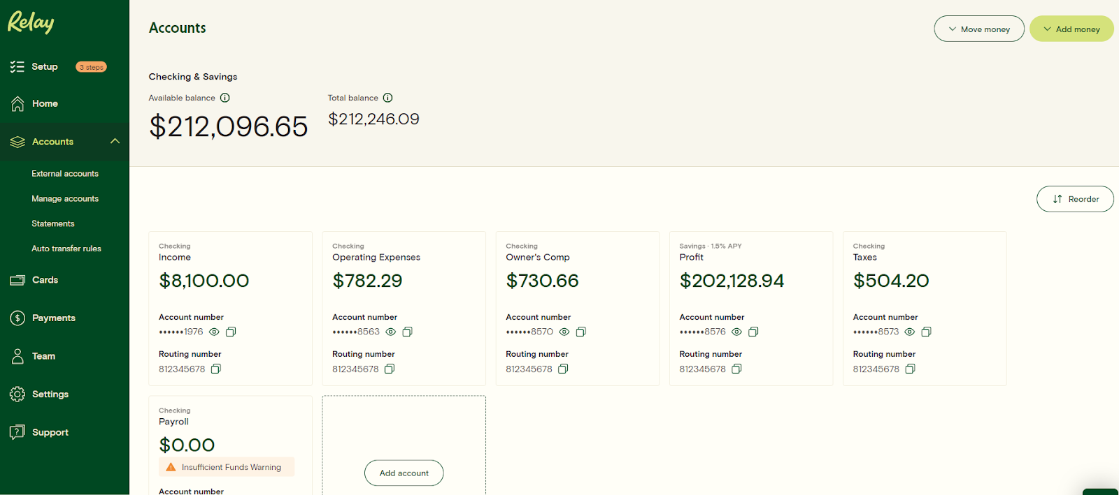 Utilize the five Profit First accounts with Relay, the official banking partner of the Profit First system! Track your owner's pay and more!