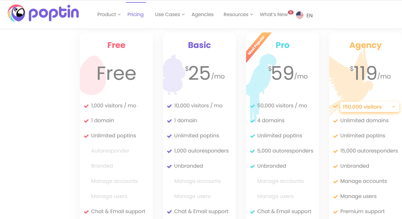 Poptin pop-up builder-prijzen