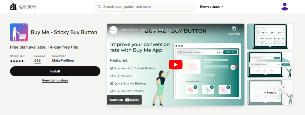 Shopify Apps To Implement One-Page Checkout - Buy Me ‑ Sticky Buy Button