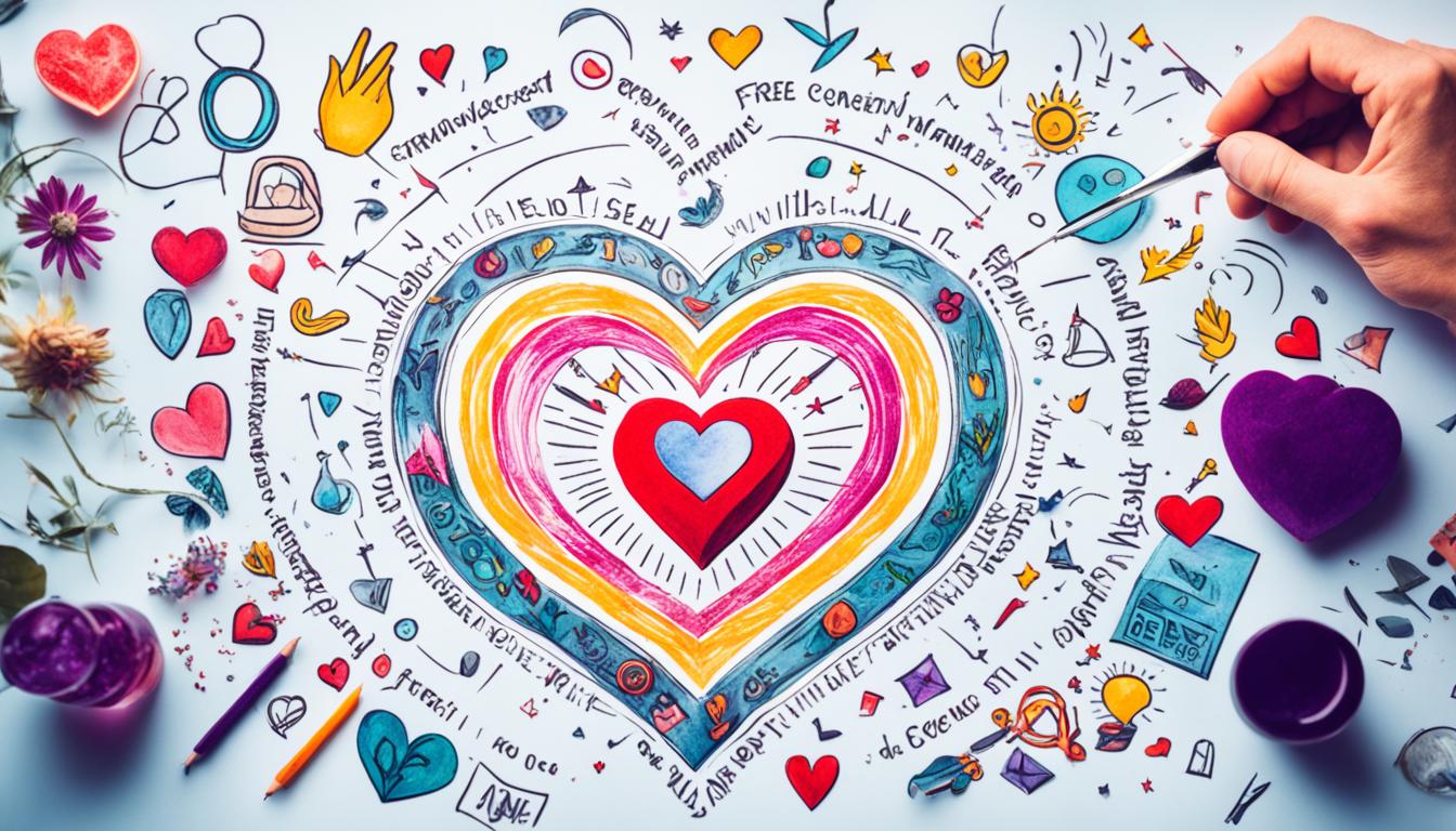 An image depicting the concept of ethical intent in manifestation, with a focus on attracting love towards a specific person. This could include elements such as a heart surrounded by positive energy, symbols of honesty and integrity, and a clear visualization of the desired outcome rooted in respect for the other person's free will and consent. The image should convey a sense of positivity and empowerment, without placing any emphasis on manipulation or coercion.