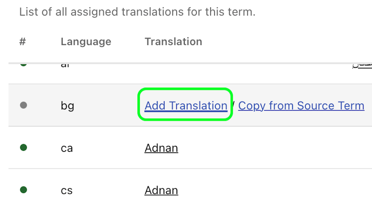 Select Add Translation 