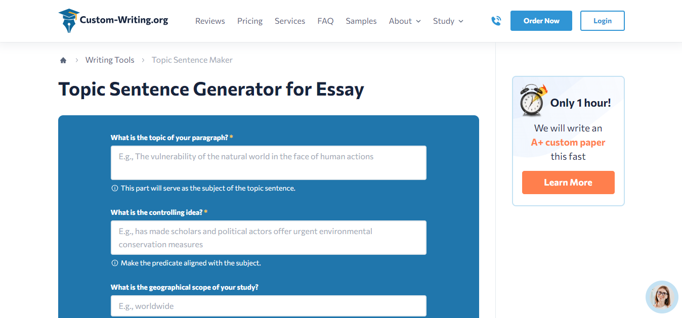 Custom-Writing.org Topic Sentence Generator