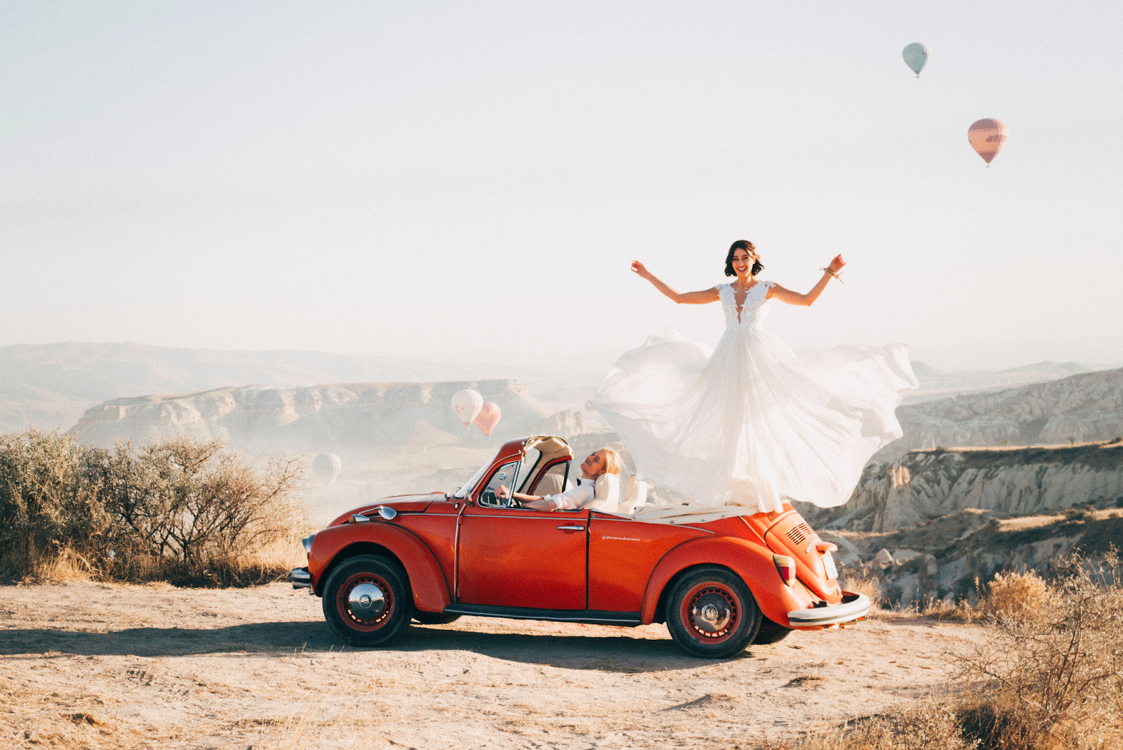 A happy bride and a groom having fun experiencing their Tinggly adventure