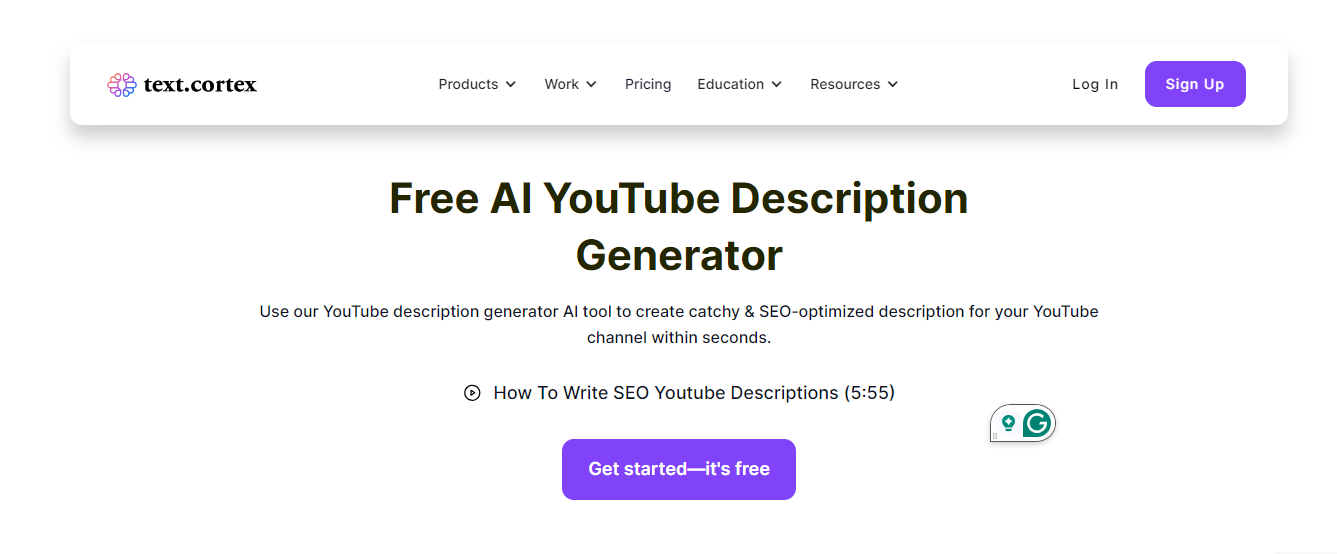 TextCortex YouTube Description Generator