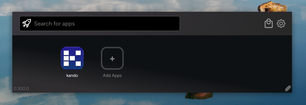 A screenshot of the main Launcher window once again. Now there's a new icon in the app listing, labeled 'kando'.