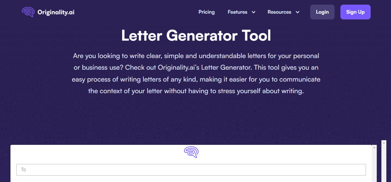 Originality.AI Letter Generator