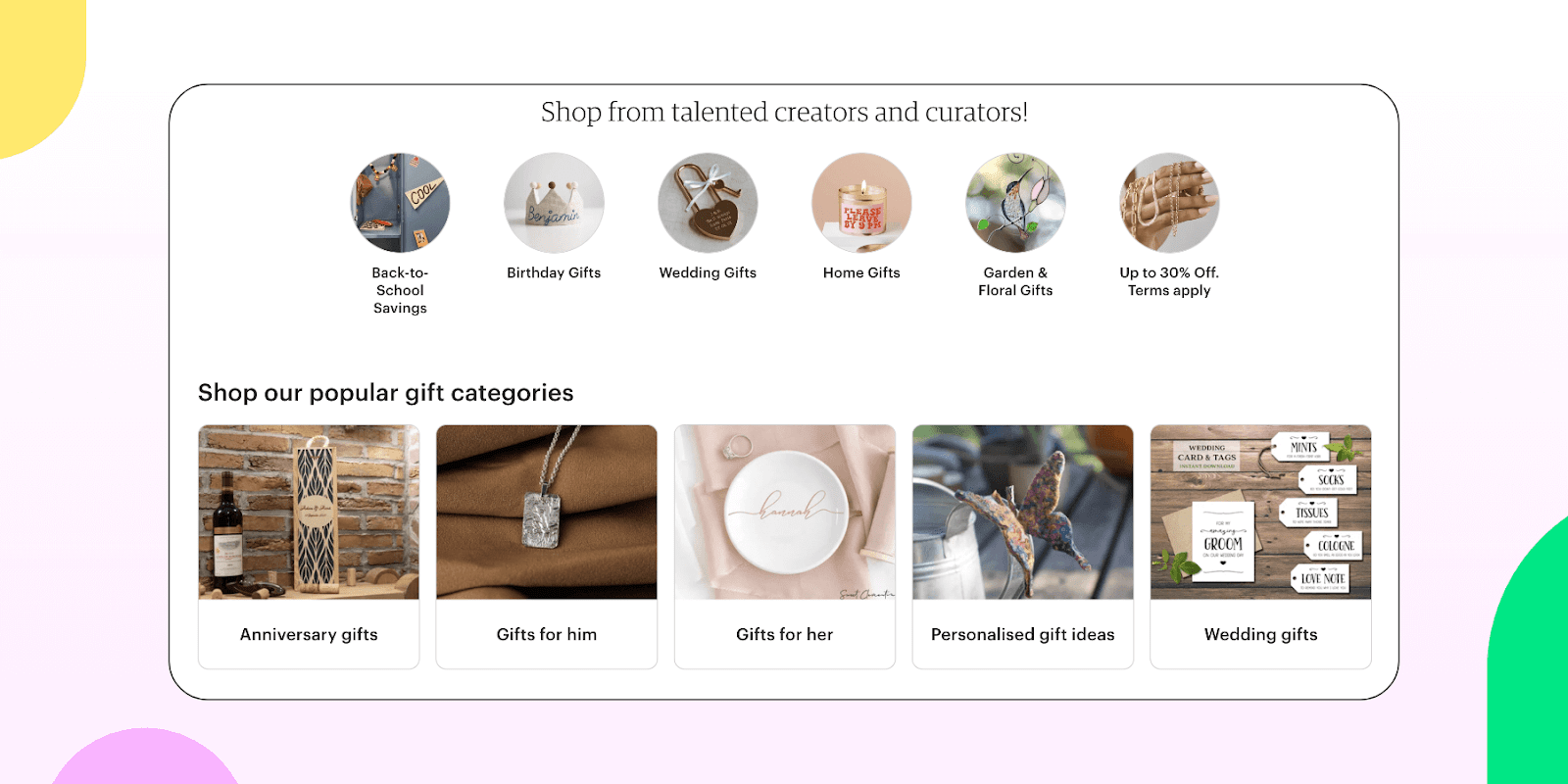 Etsy product offerings 