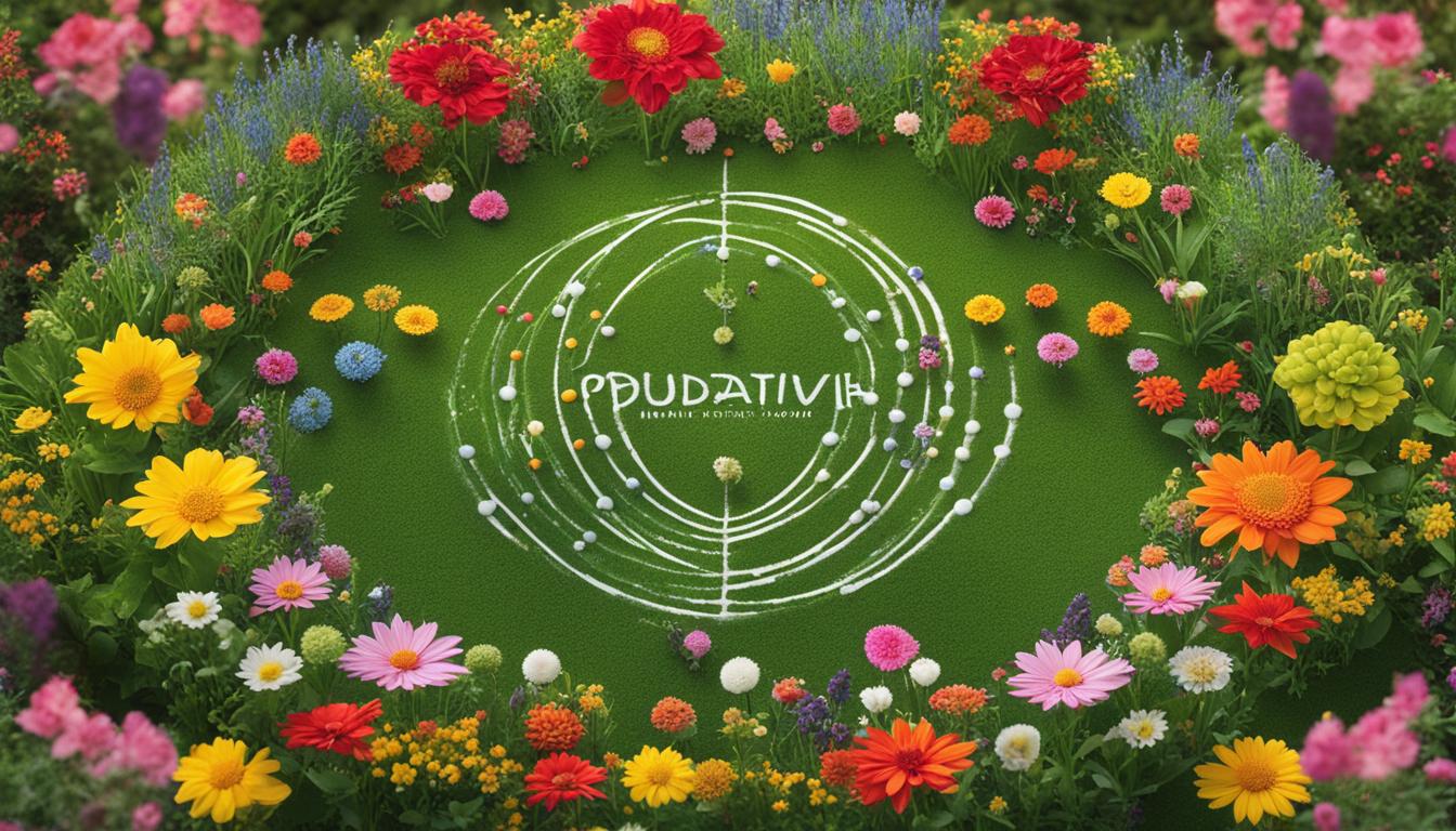 An image of a garden full of vibrant flowers and plants, with a person in the center meditating and visualizing their goals. Surrounding them are small circles, each representing a positive aspect of their life that they are grateful for. In each circle, write a different word or phrase such as "good health," "supportive friends," and "abundance." The circles should radiate outwards, symbolizing the positive energy that is attracted to the person's manifestation practice. The overall image should feel serene and harmonious, inspiring the viewer to create their own positive circles for manifestation.