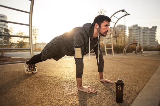 A person doing exercise to stay physically fit.