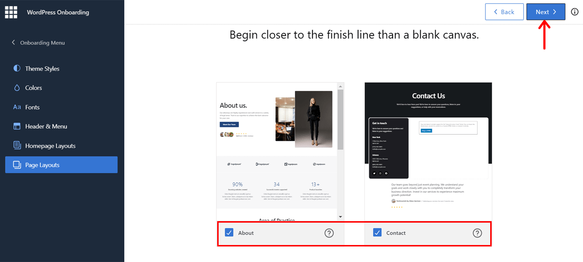 Check the Pages You Want and Click Next