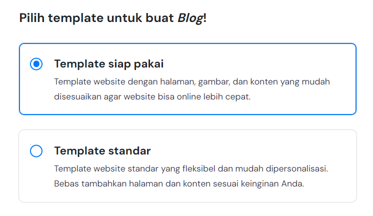 pilih template blog