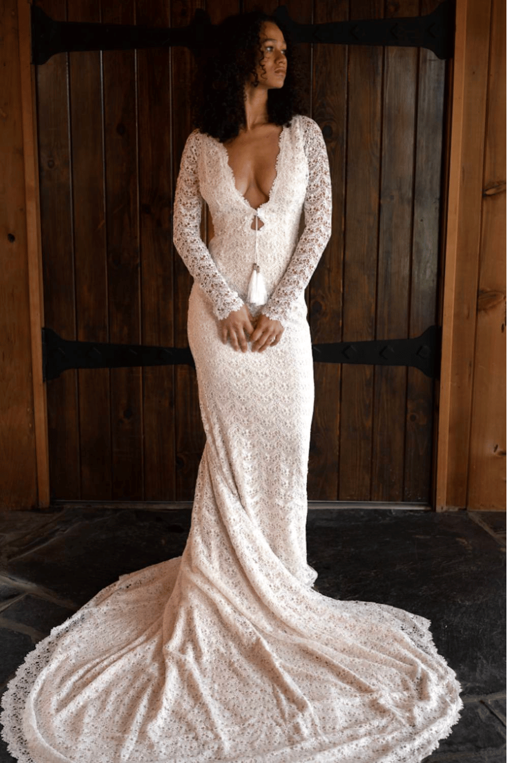 boho long sleeve elopement dress by Daughters of Simone