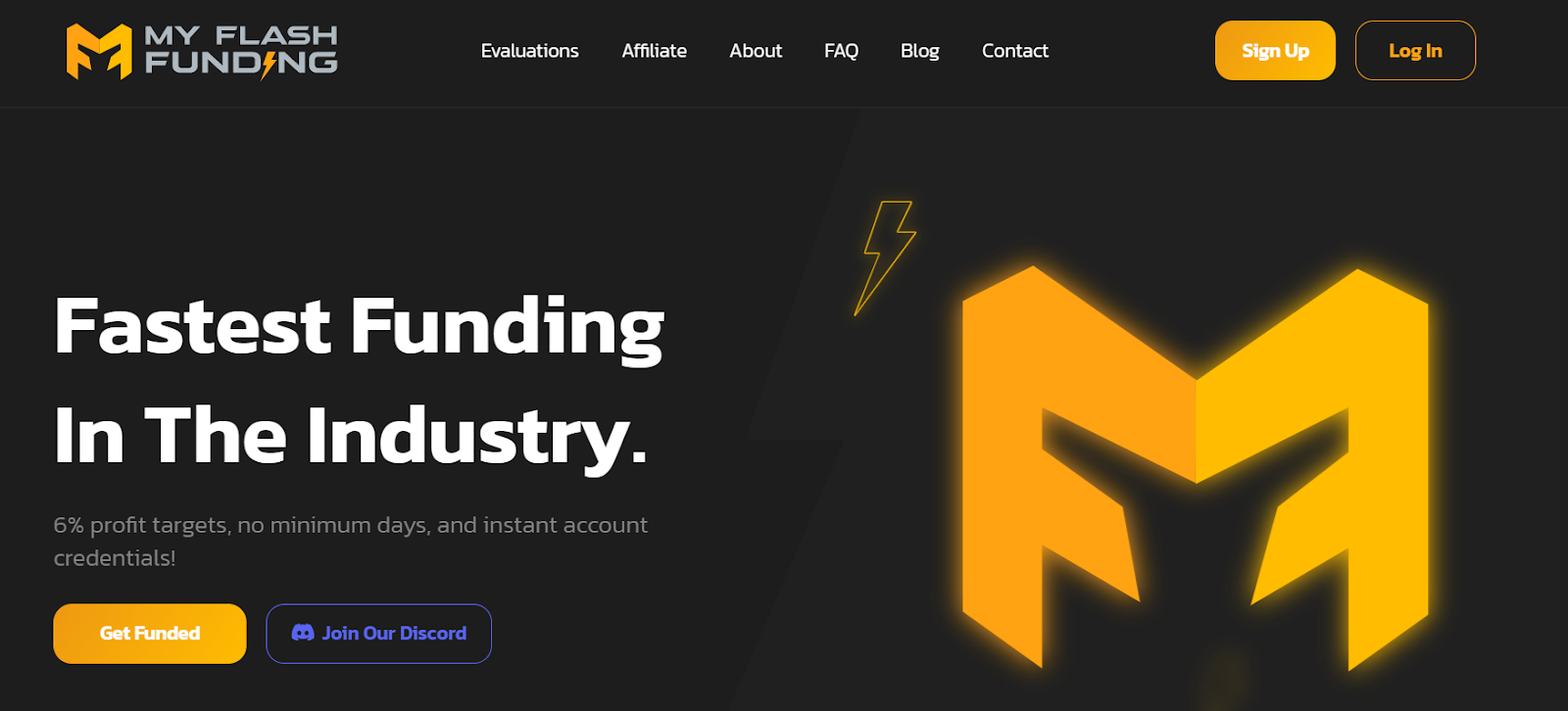 My Flash Funding prop firm website