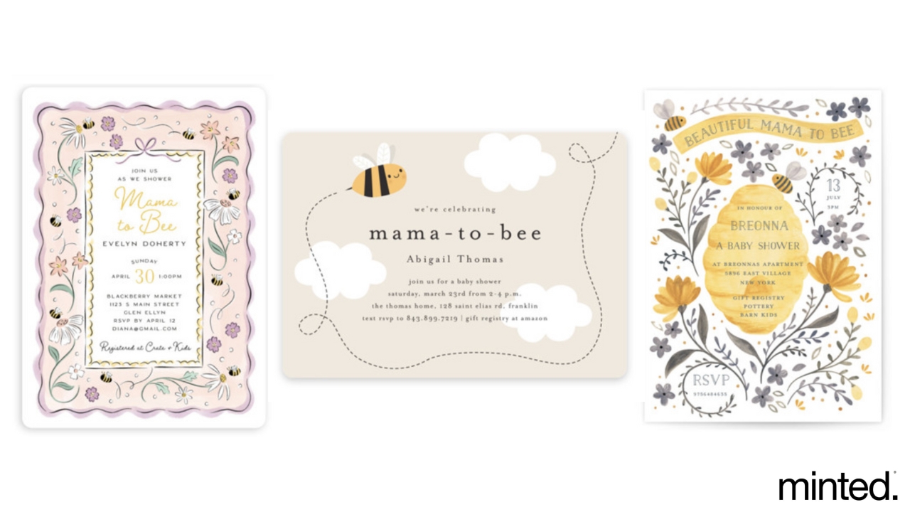 bee and honey themed baby shower invitations