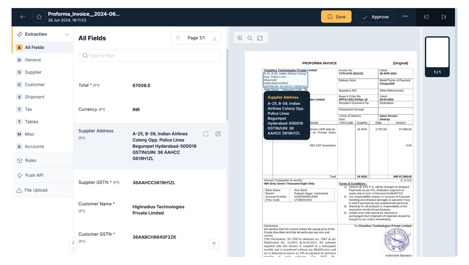 Automate Data Extraction for Proforma Invoice 