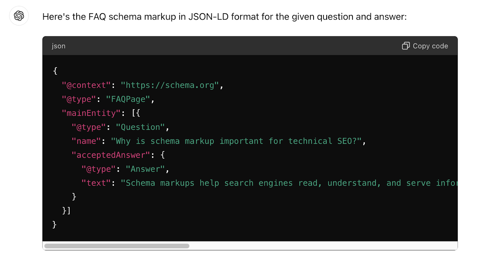 FAQ schema markup in JSON-LD format