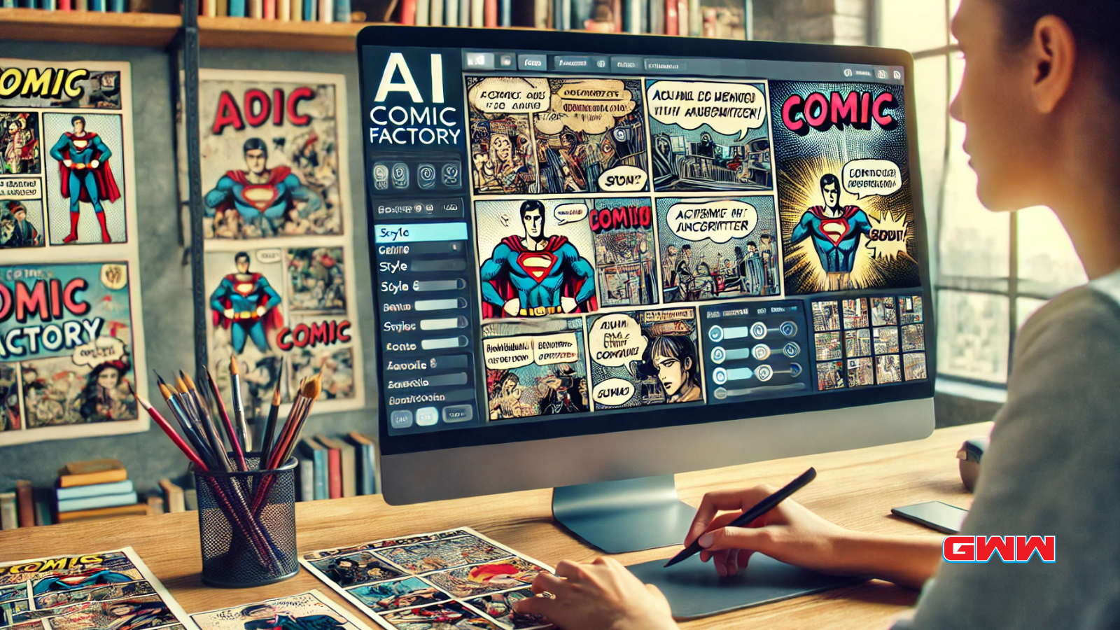 User generating comic pages on AI Comic Factory. How to make comics with AI