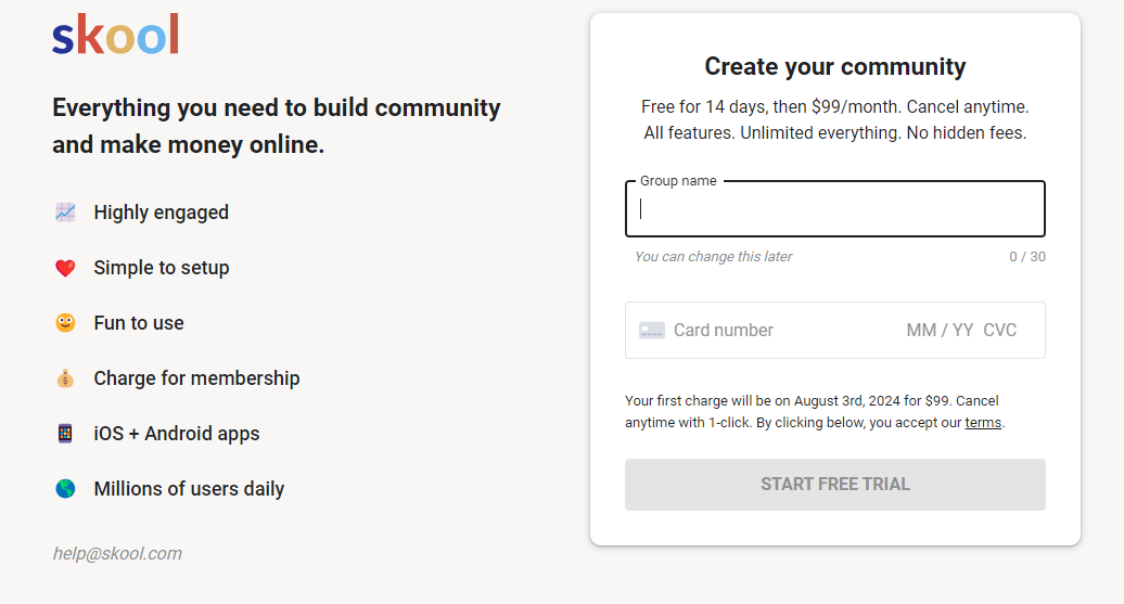 Skool: Everything you need to build community and make money online.