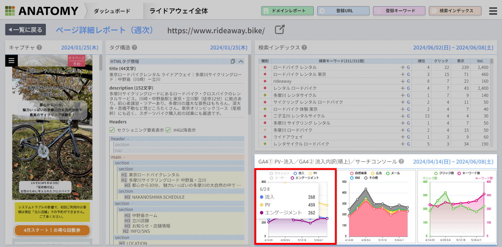 アナトミーのページ詳細レポート画面1