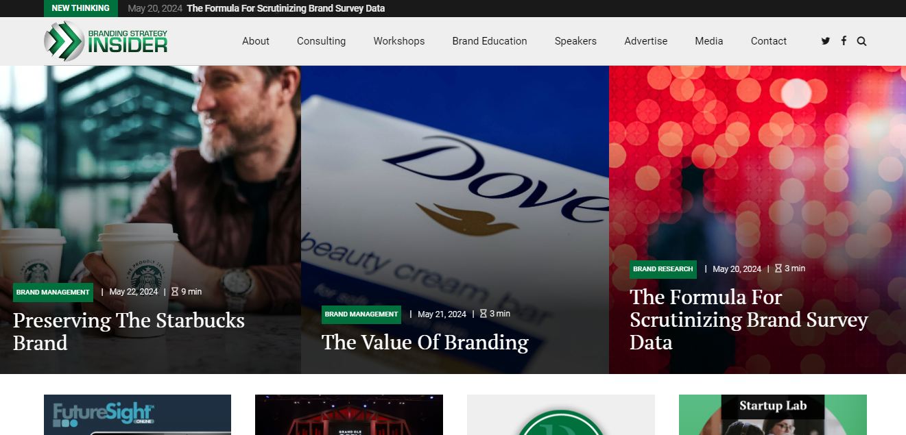 Homepage of Branding Strategy Insider - one of the best blogs on branding