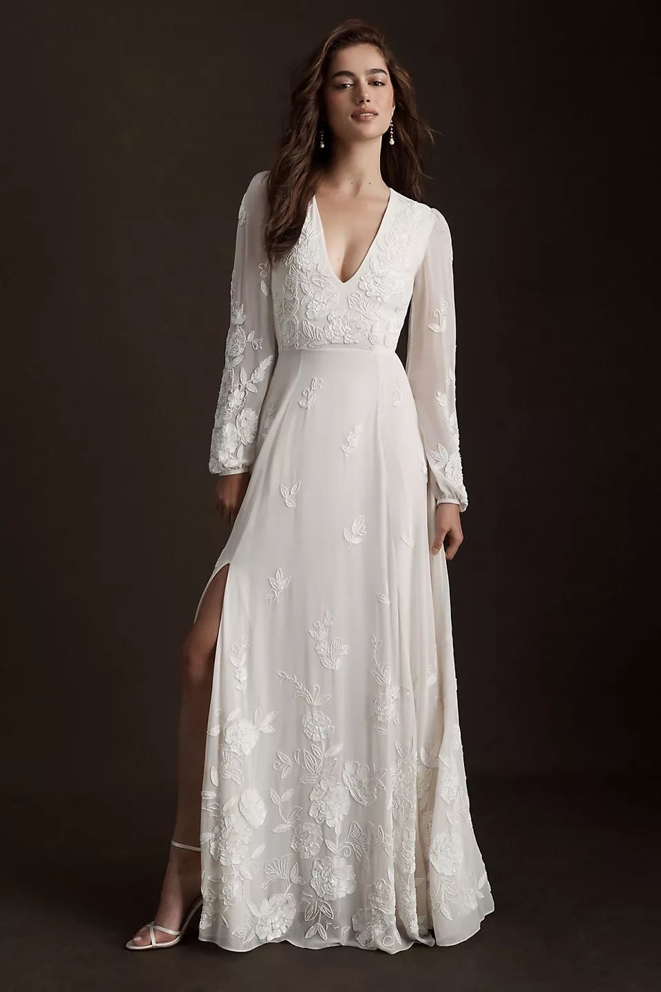 simple and romantic long sleeve wedding dress by Shikoba Bride perfect for hiking in your wedding dress