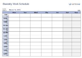 Bi-weekly employee work schedule template