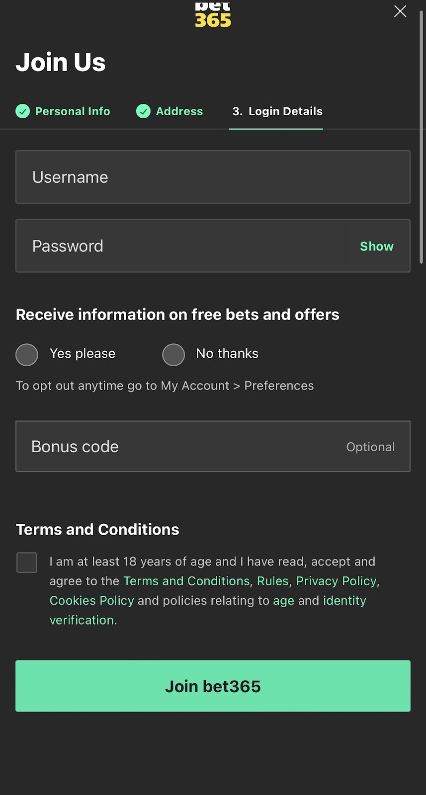 bet365 bonus code