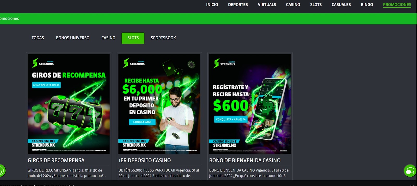 Bonos y Promociones de Strendus Casino