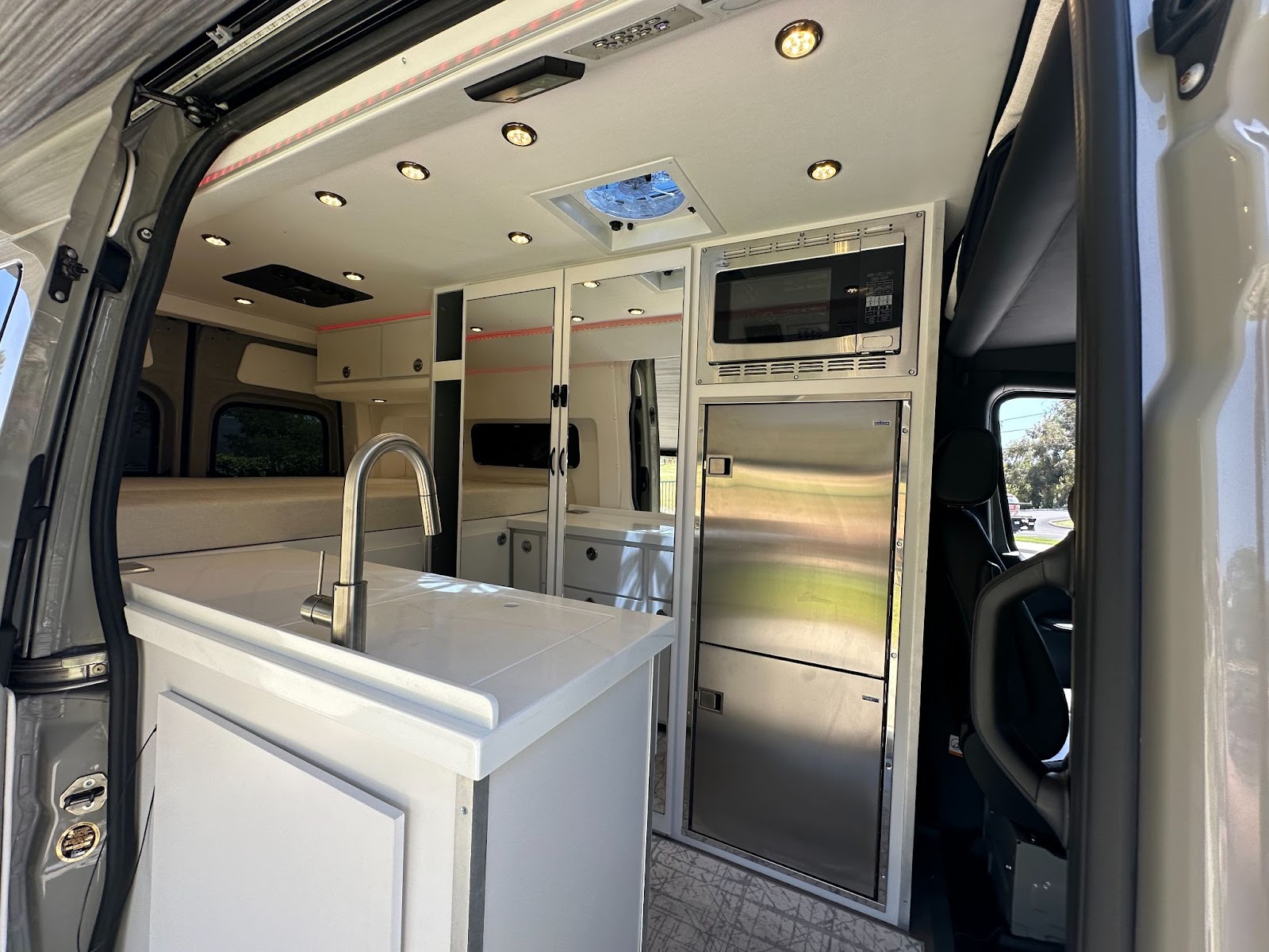 the inside of a campervan