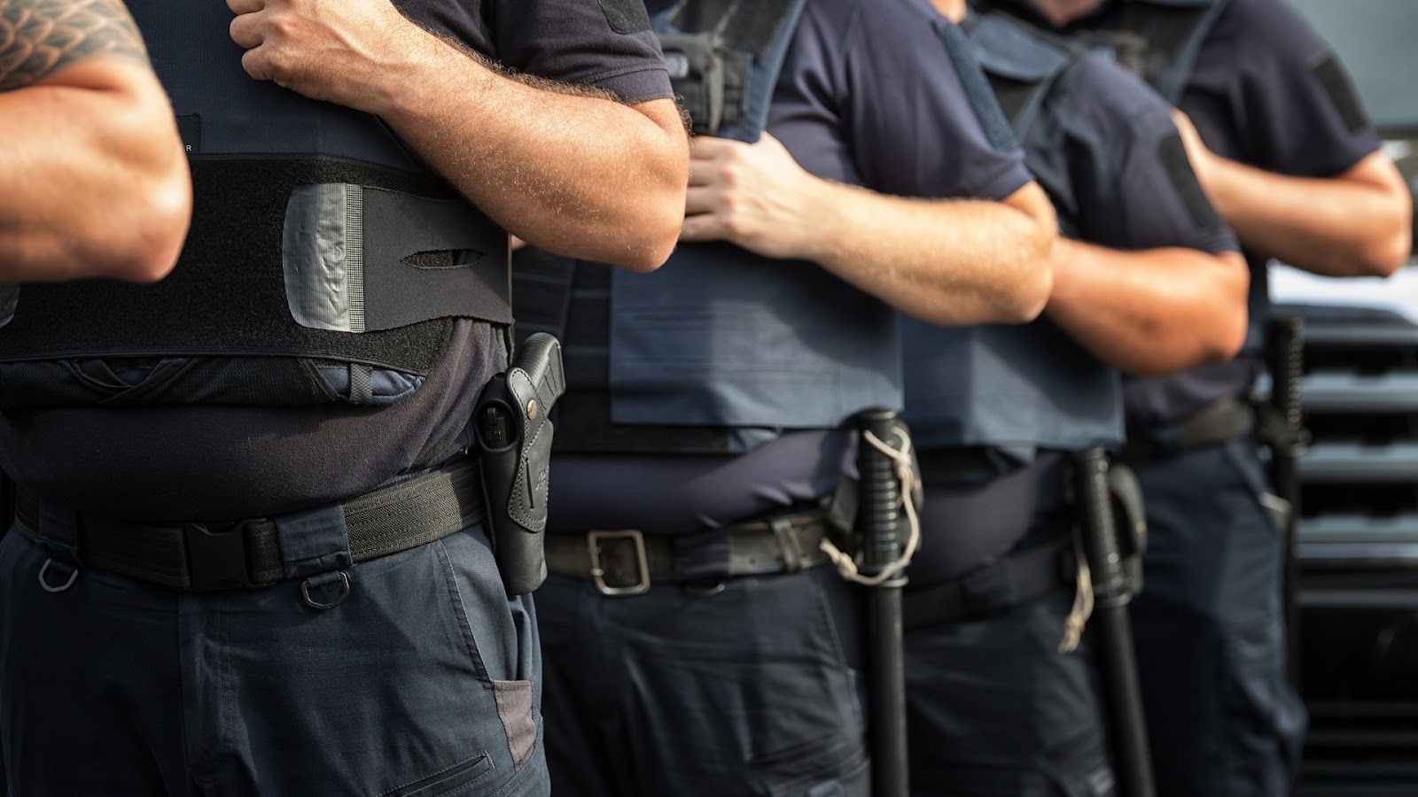 lined up police officers