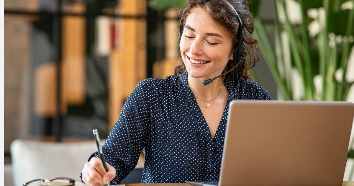 a customer service representative smiling