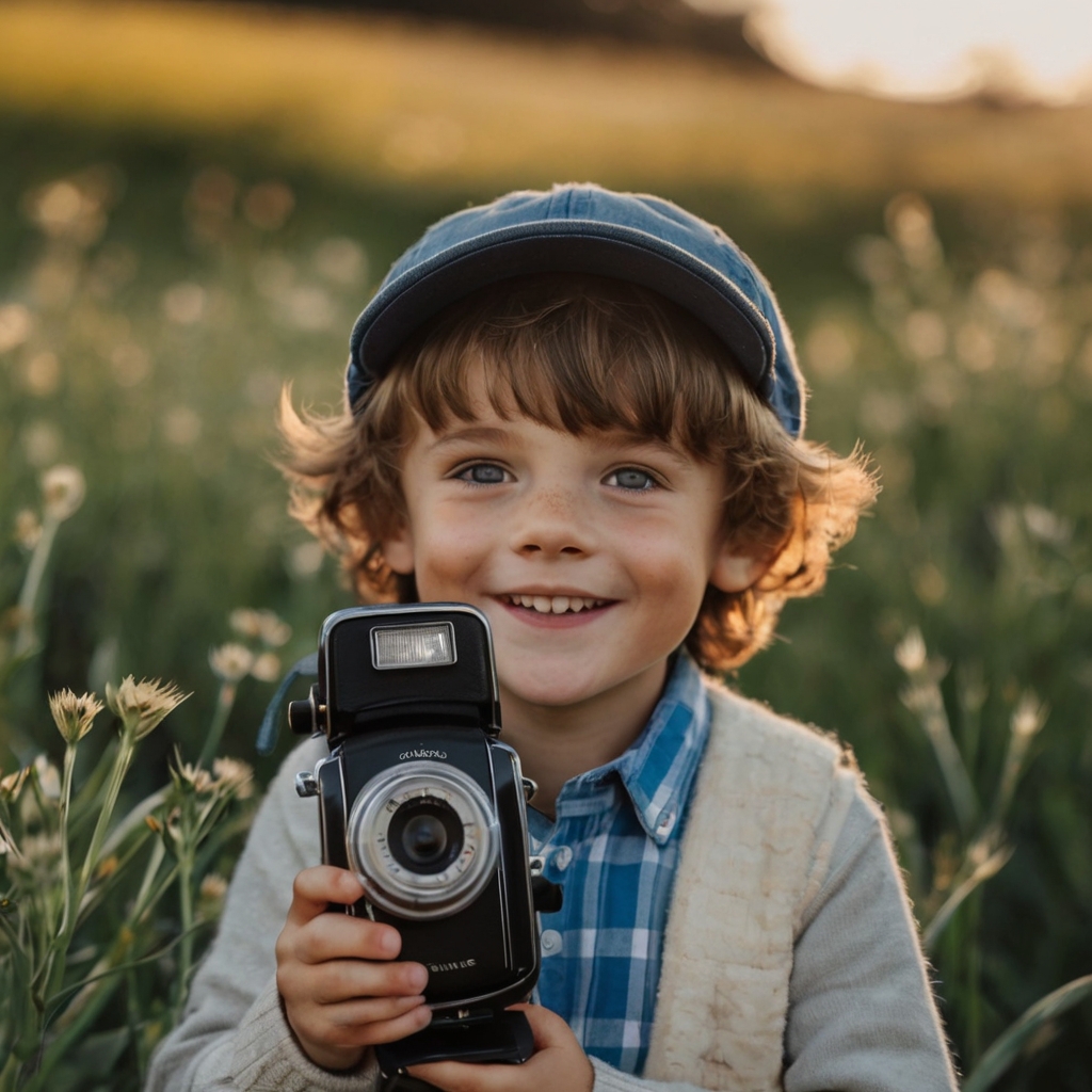 A little boy holding the camera in the middle of the field - Names That Mean Light - Baby Journey