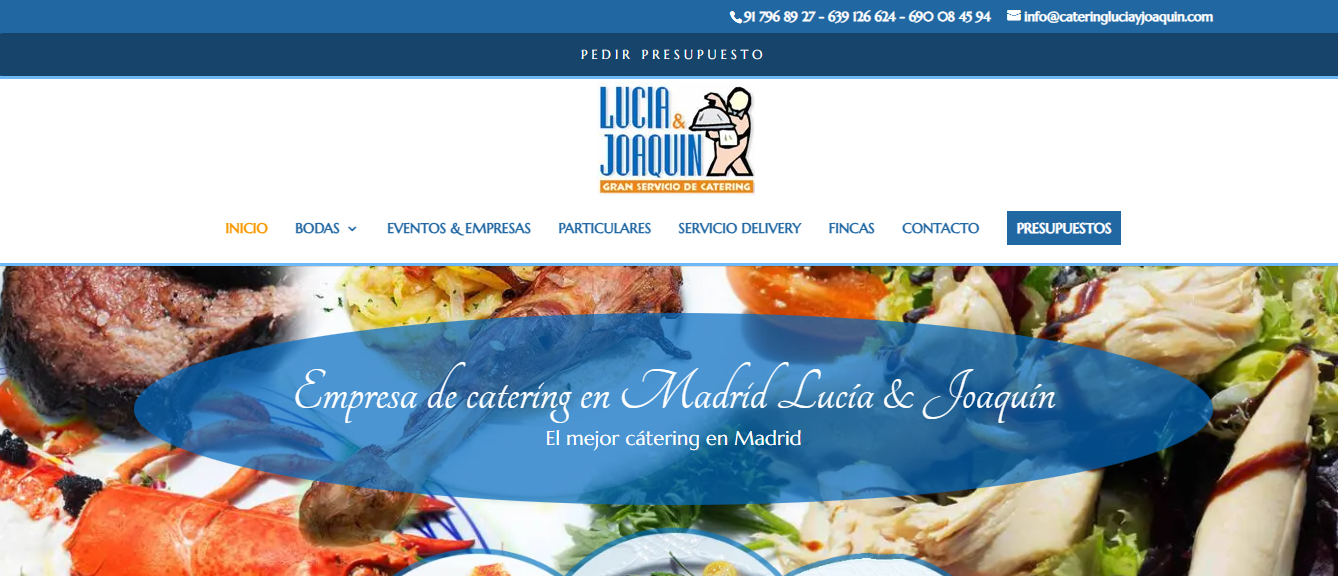 Catering para eventos en España con buffet y estaciones de comida.
