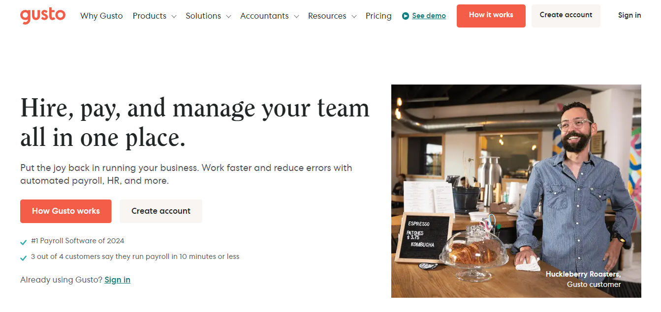 Gusto Homepage