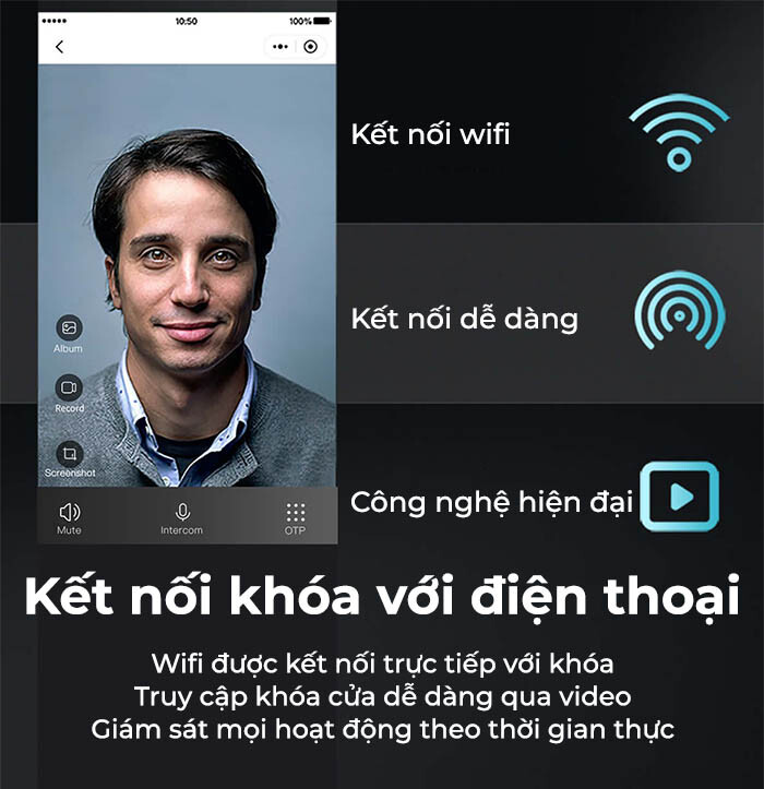 Kết nối khoá cửa trực tiếp với điện thoại thông qua app Kaadas