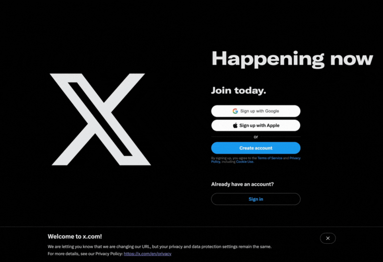 A screen recording of the x dot com login page. As soon as the page loads it glitches out and resets itself making it impossible to click anything or login to the website. 