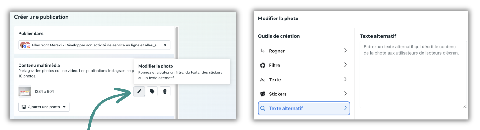 Ajout de textes alternatifs sur les images Instagram depuis Meta Business afin d'améliorer son SEO.
