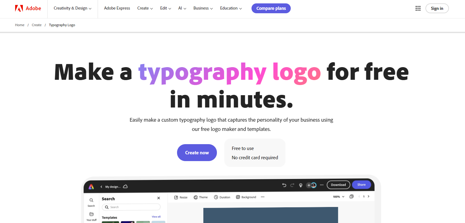 Adobe Express Typography Logo Maker