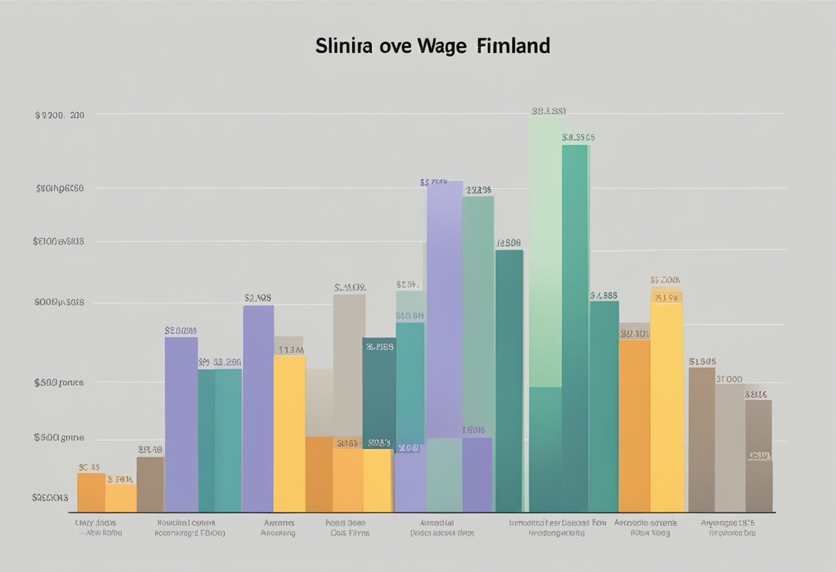 A bar graph showing Finland's average wage over time