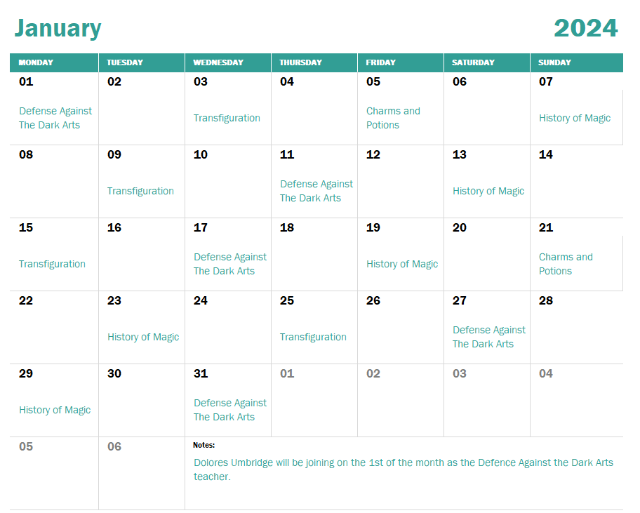 Excel Academic Calendar Template