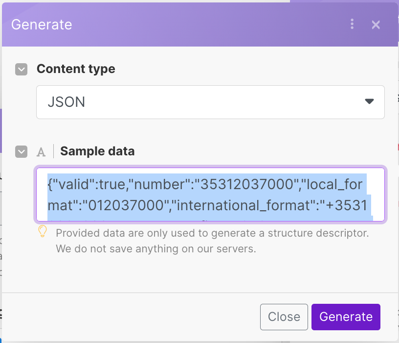 Adding sample JSON data