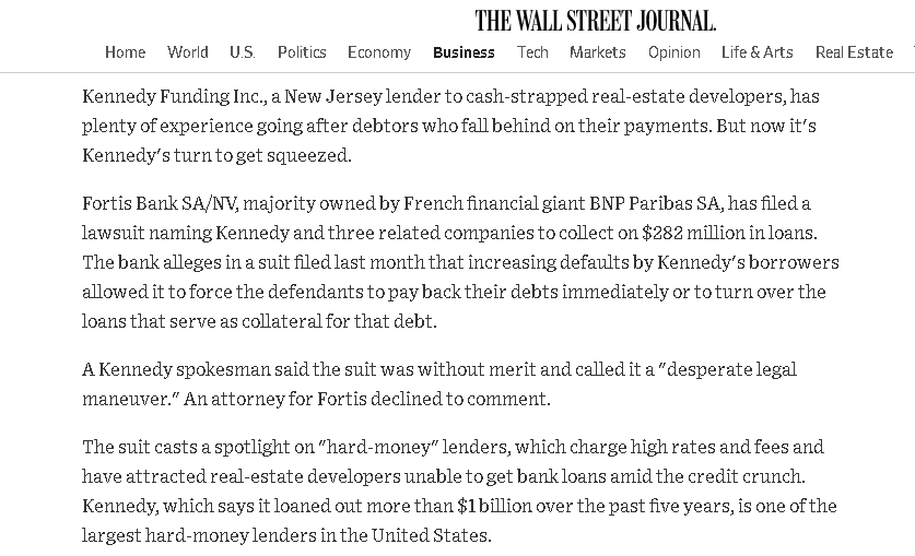 Kennedy Funding Financial another lawsuit