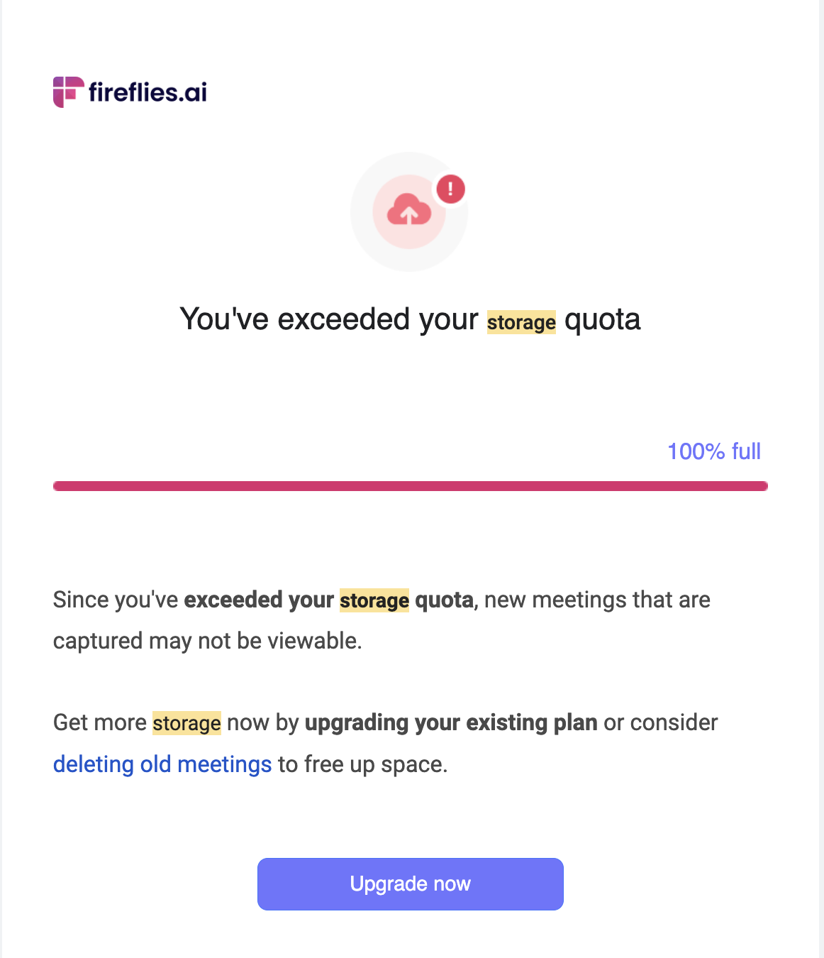 Fireflies.ai | You've exceeded your storage quota