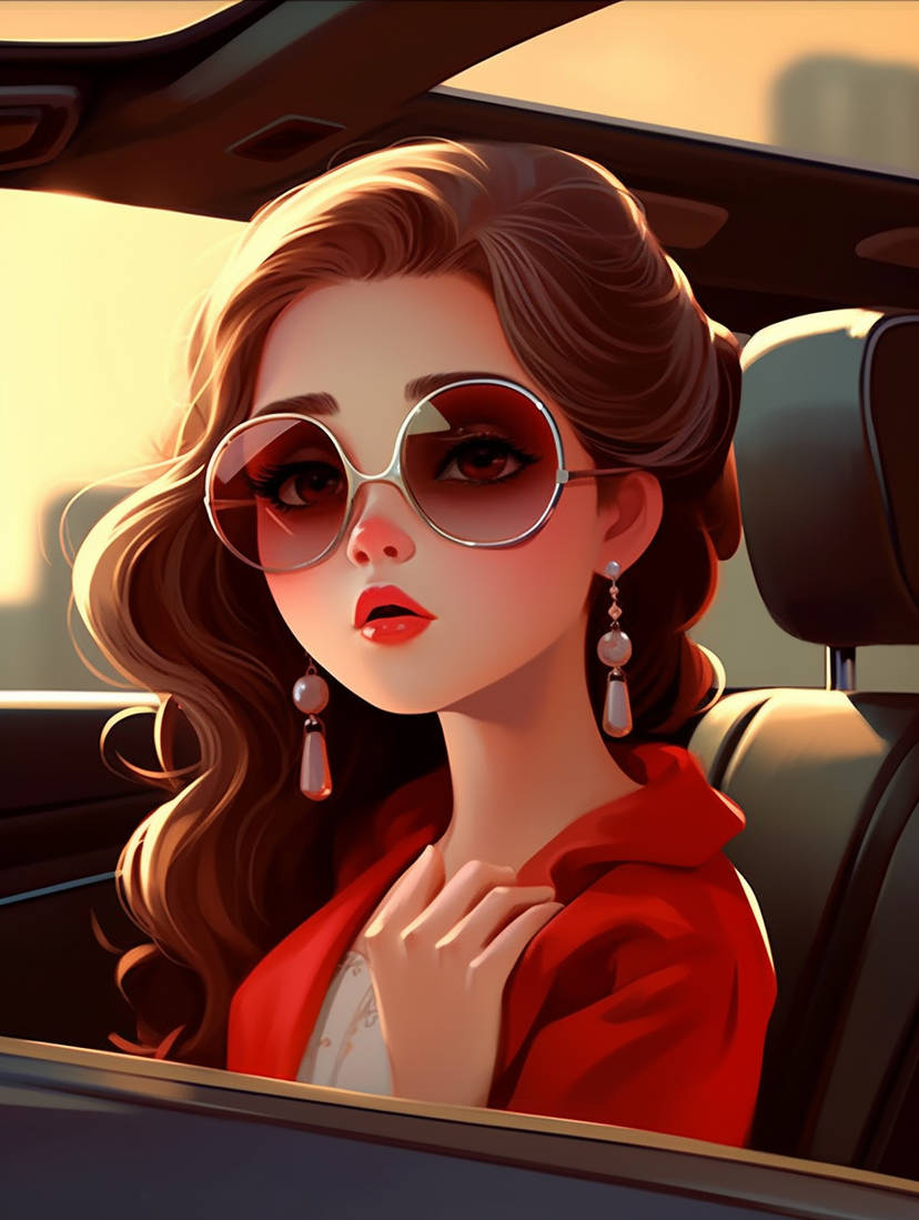 Girl's Attitude DP sitting in car with glasses on
