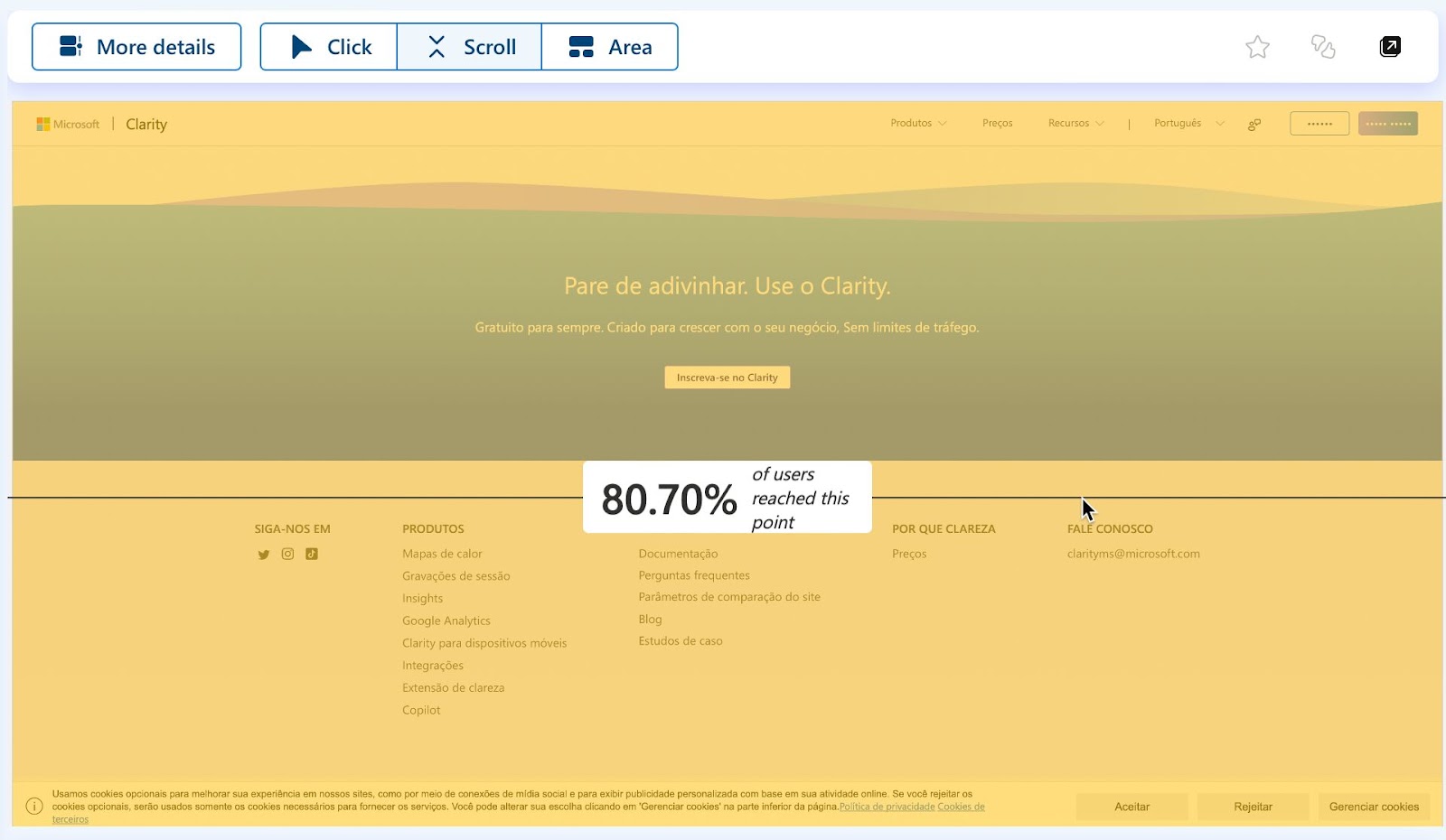 Microsoft Clarity - page scroll data. 