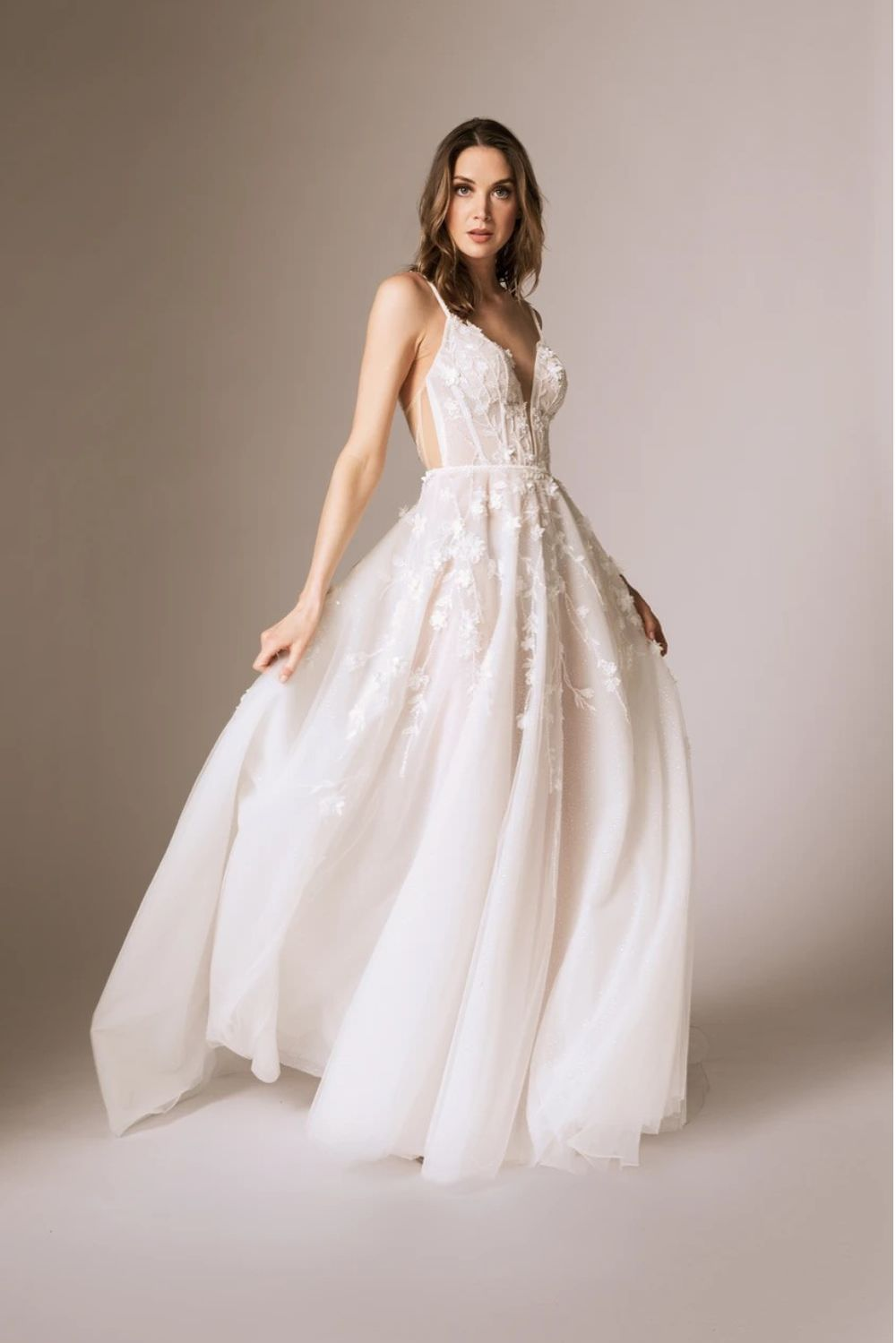 lace and tulle, a-line wedding dress by Colby John