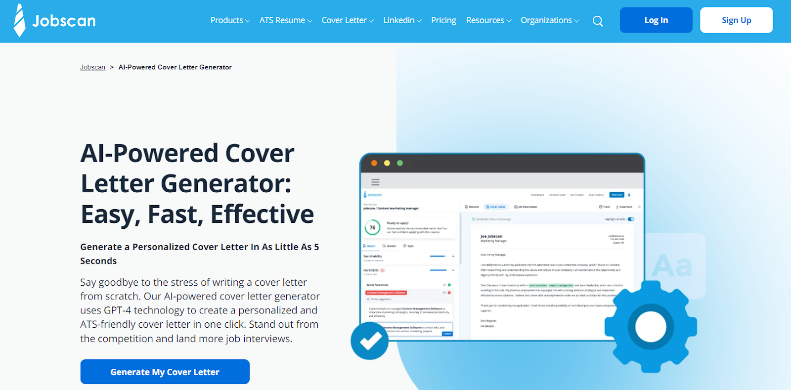 Jobscan AI Cover Letter Generator