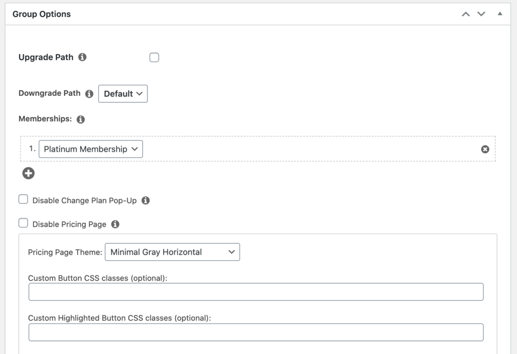 Menu des plans tarifaires de "MemberPress". 