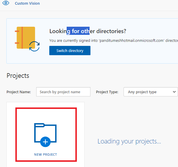 Custom Vision New Project